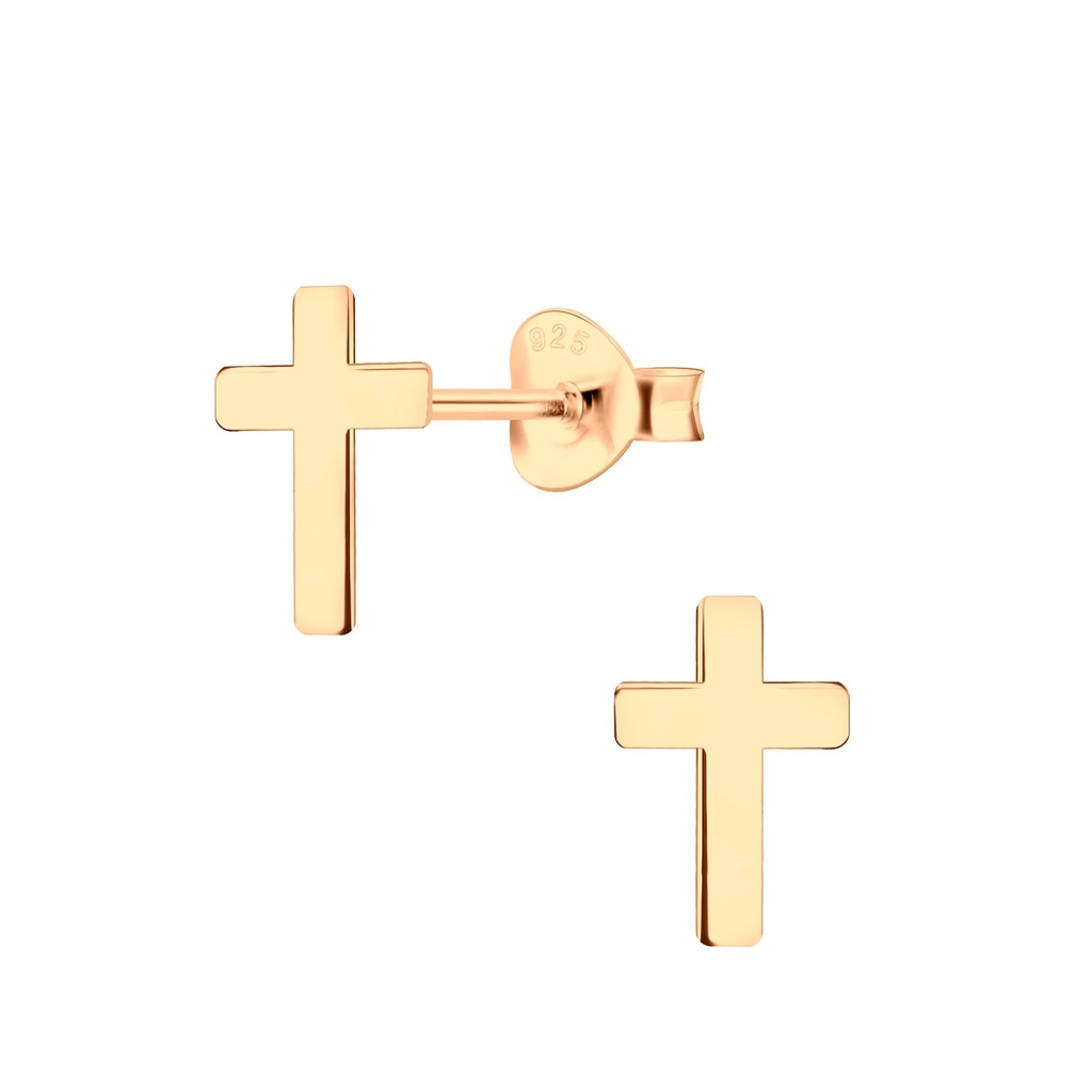 Puces d'oreilles croix en argent