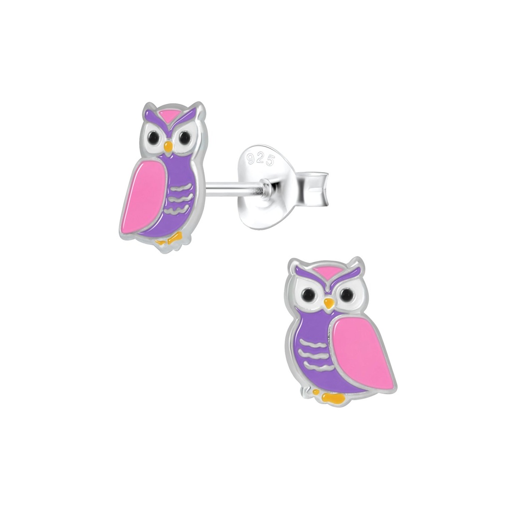 Puces d'oreilles hibou en argent