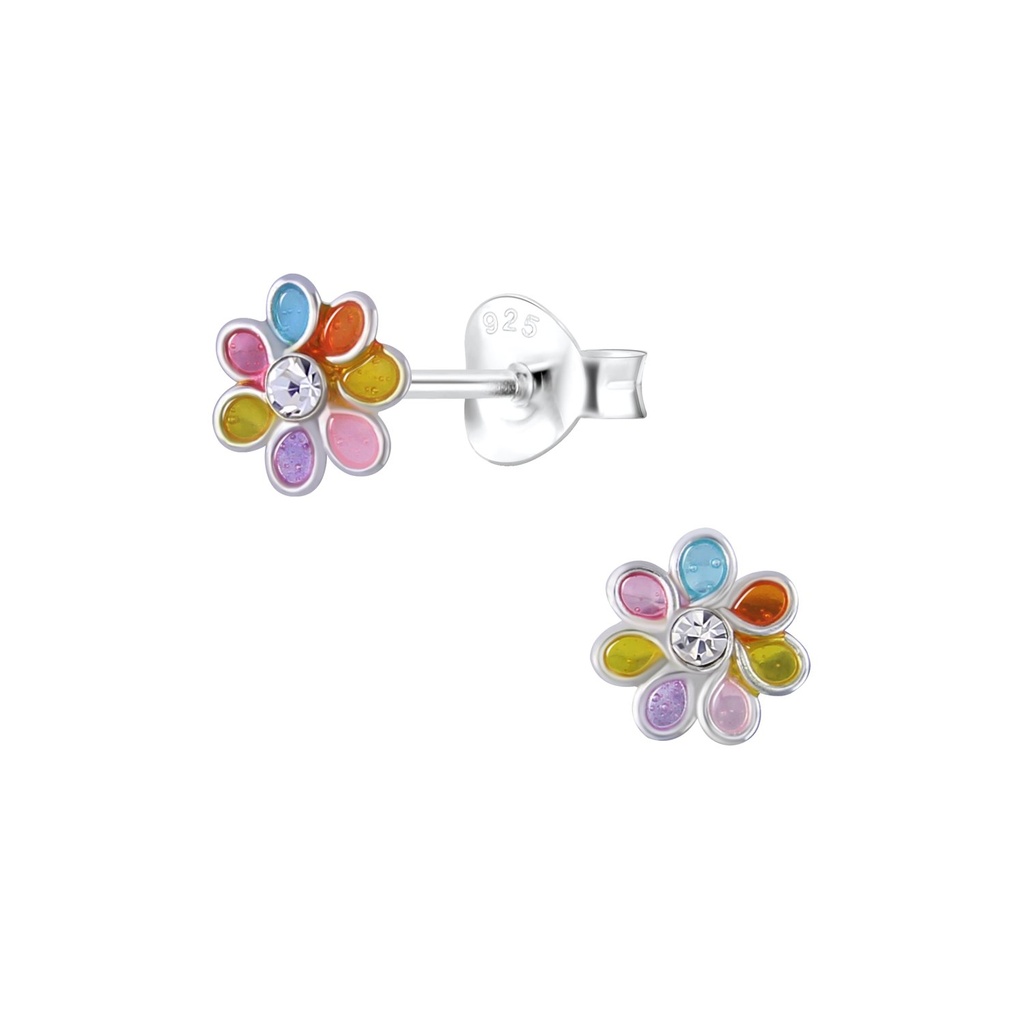 Puces d'oreilles fleur en argent