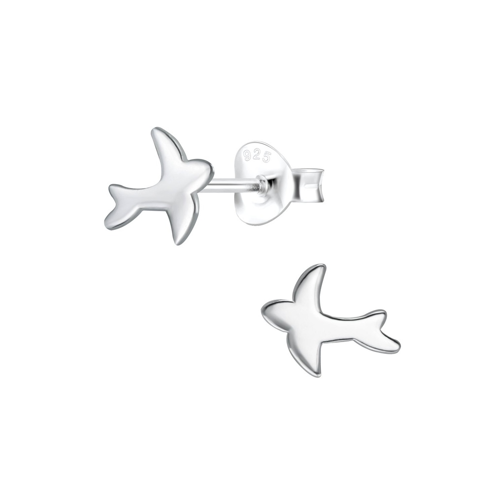 Puces d'oreilles oiseau en argent