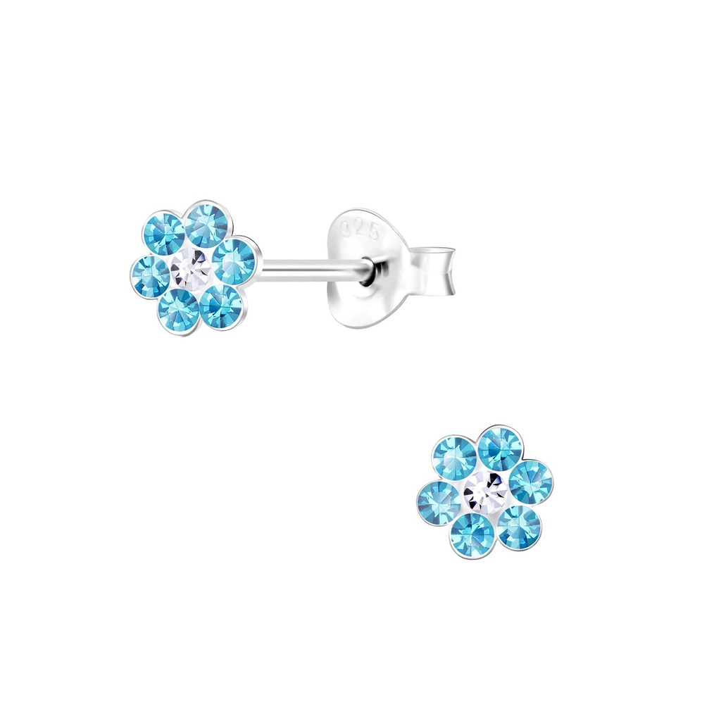 Puces d'oreilles fleur en argent