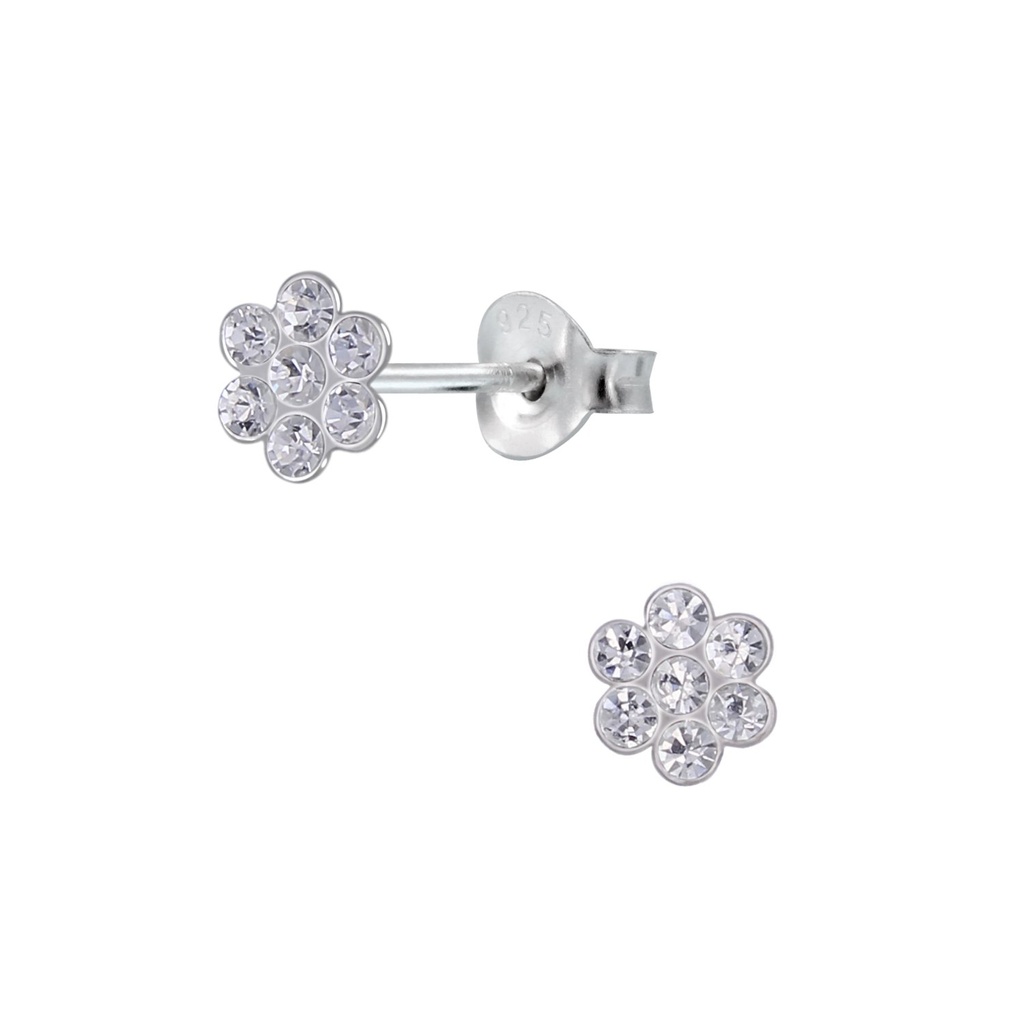 Silver Flower Stud Earrings