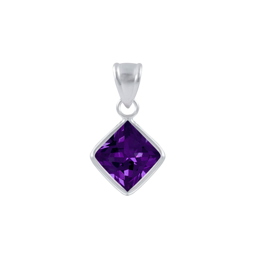 Pendentif en argent zircon carré 6 mm