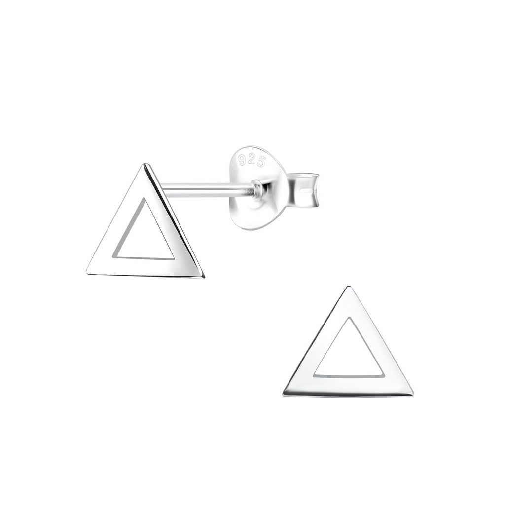 Silver Triangle Stud Earrings