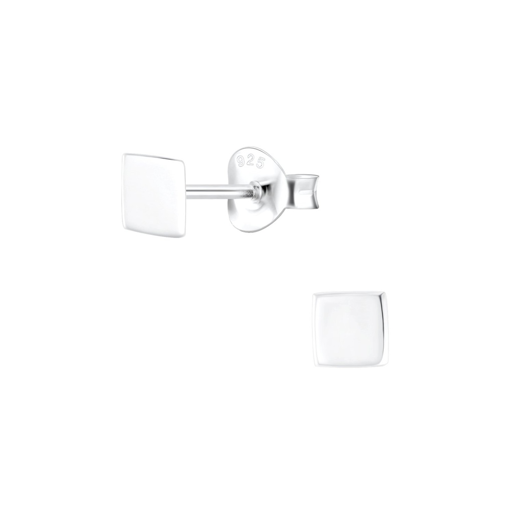 Silver Square Stud Earrings