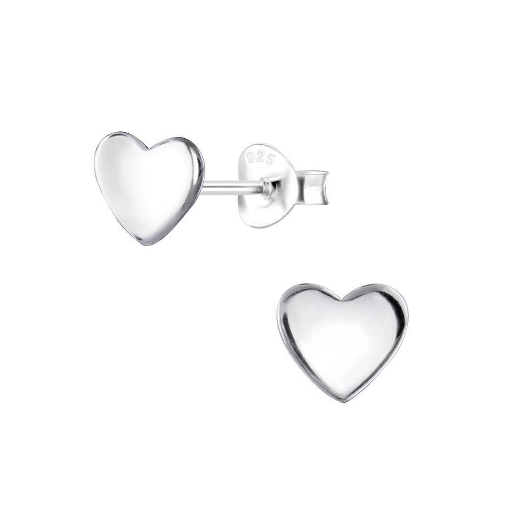 Silver Heart Stud Earrings