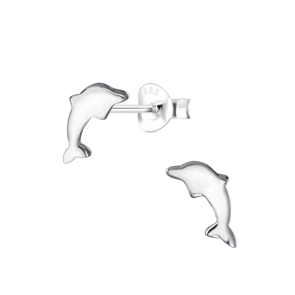 Silver Dolphin Stud Earrings