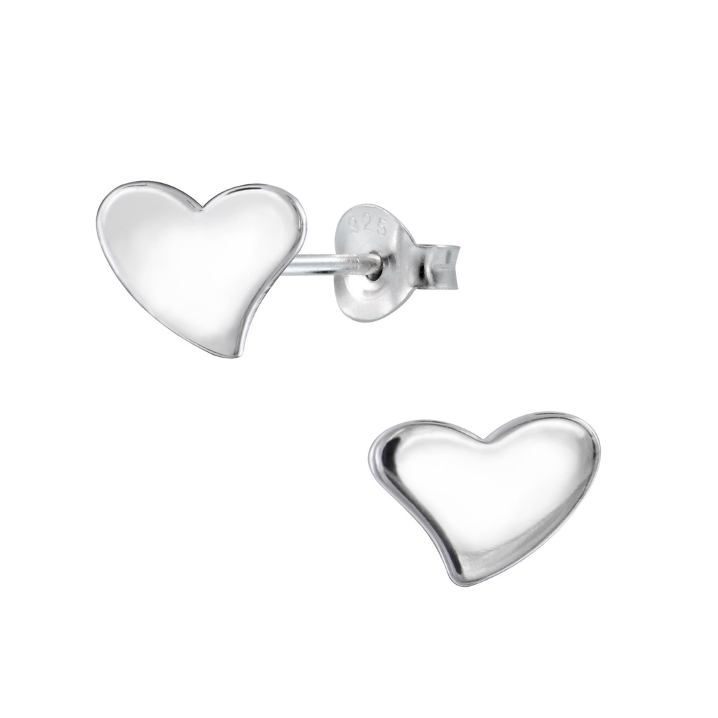 Silver Heart Stud Earrings