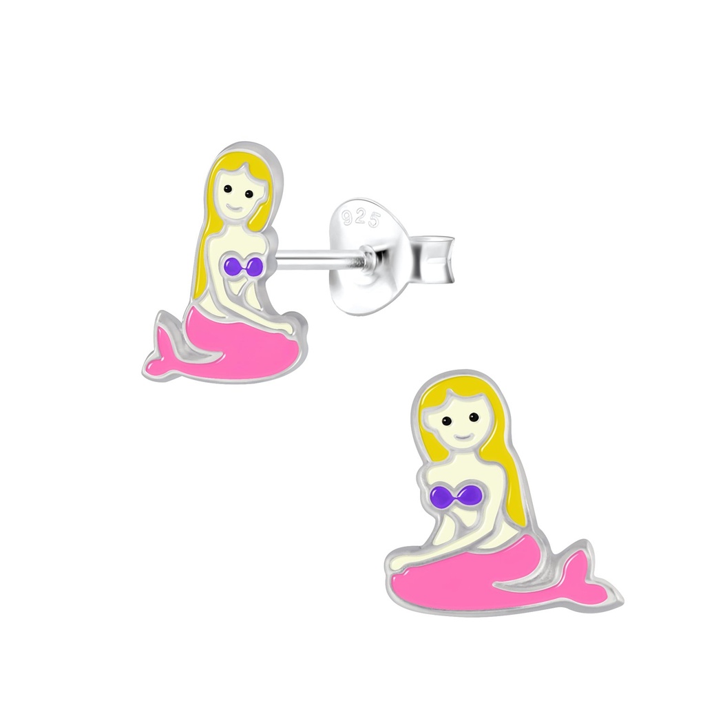 Silver Mermaid Stud Earrings