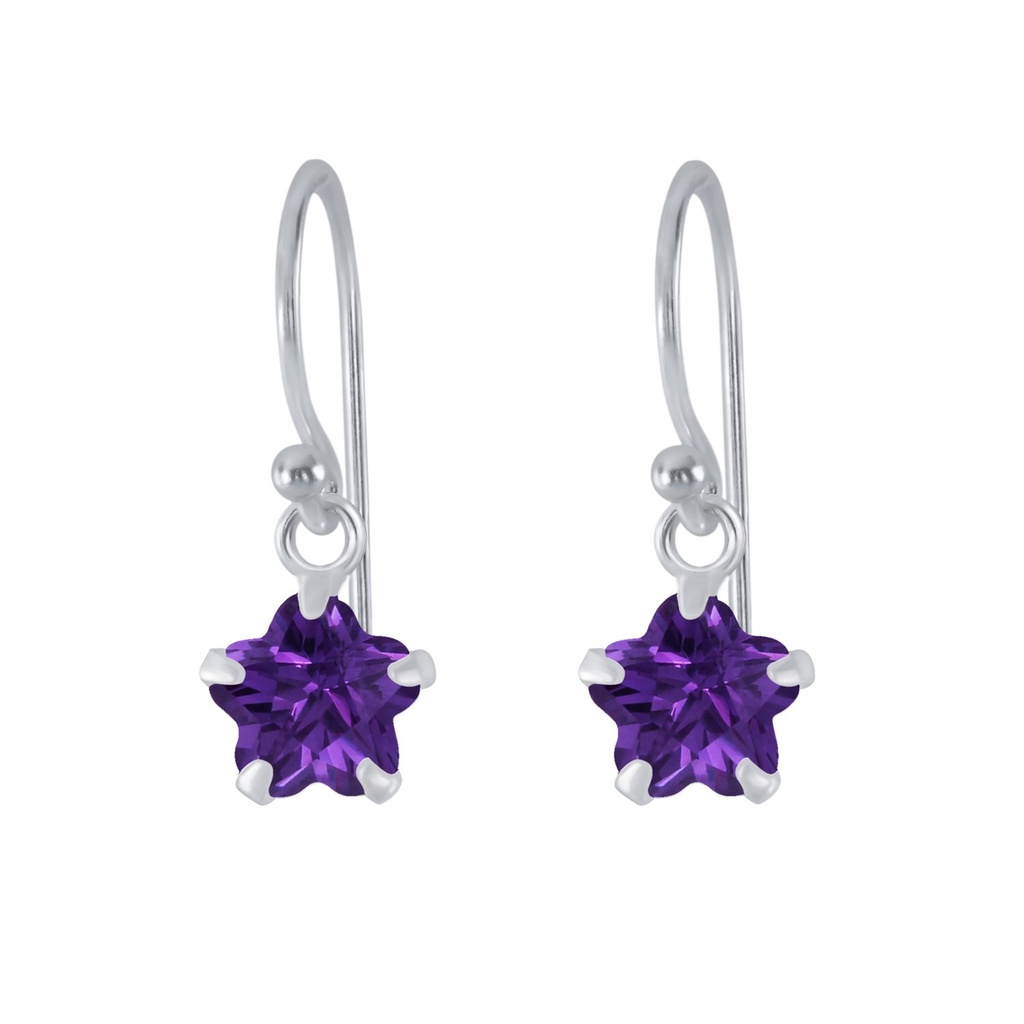 Boucles d'oreilles en argent zircon fleur 6 mm