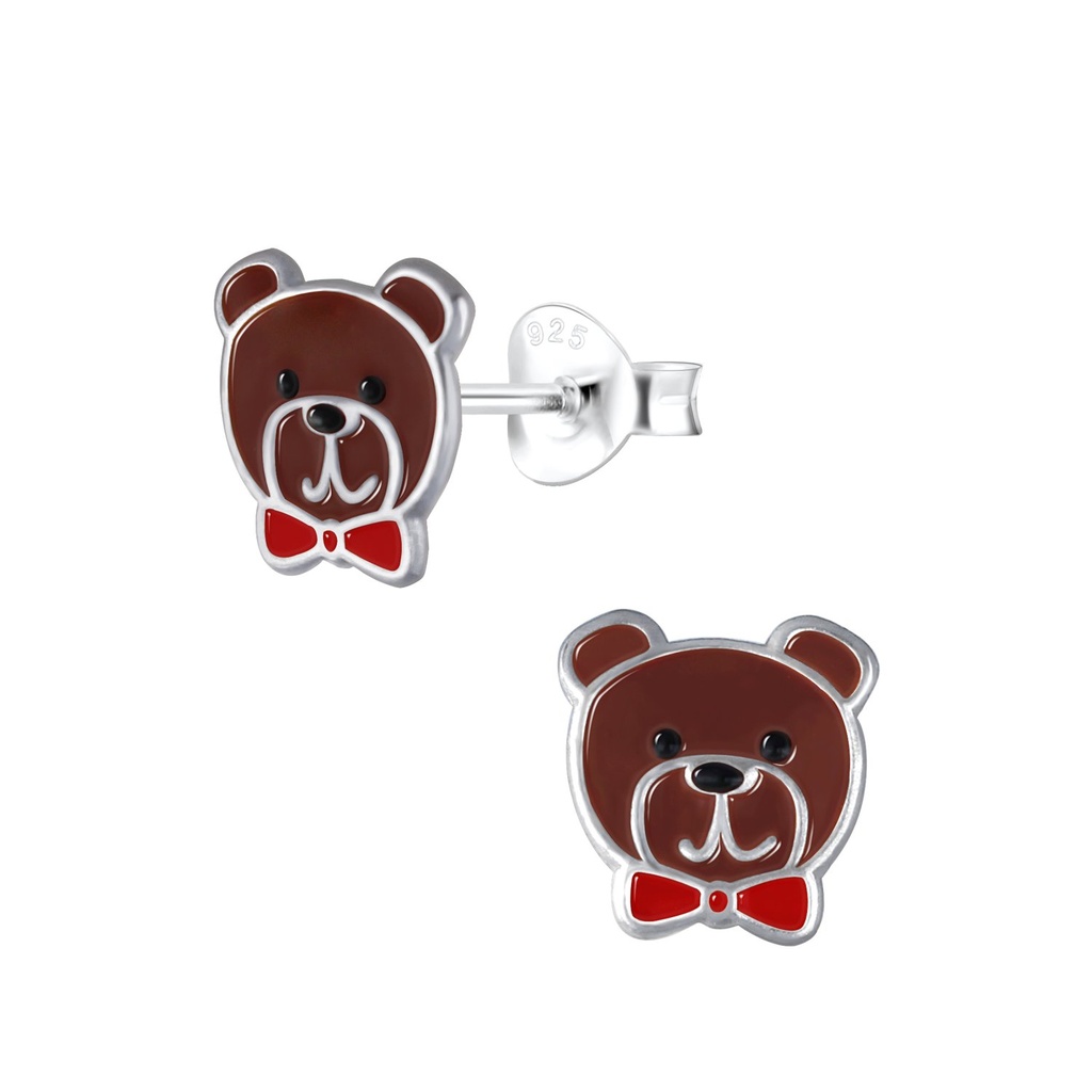 Puces d'oreilles ours en argent