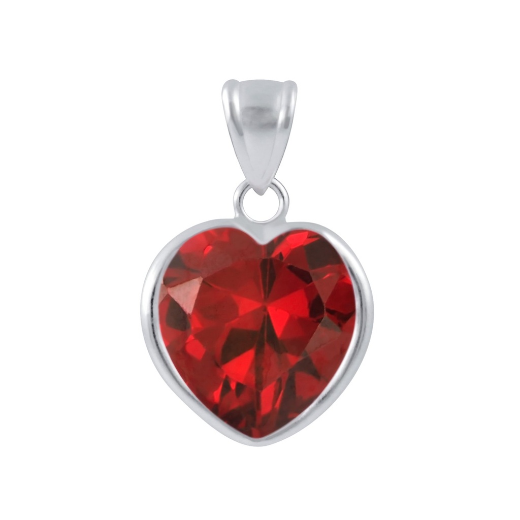 12mm Heart Cubic Zirconia Silver Pendant