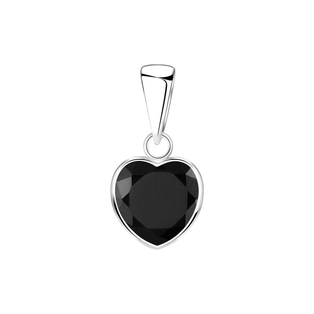[10001545] Pendentif en argent zircon cœur 8 mm (Black)