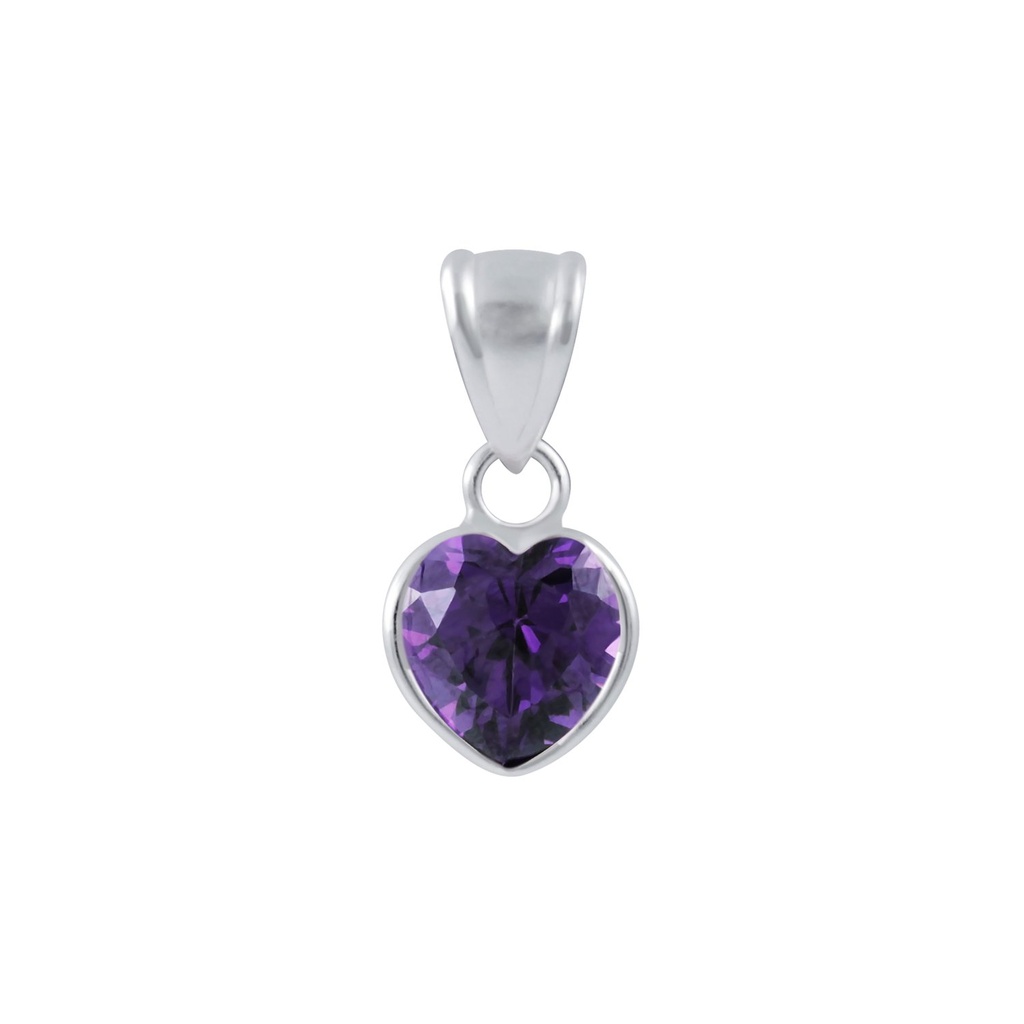 Pendentif en argent zircon cœur 6 mm