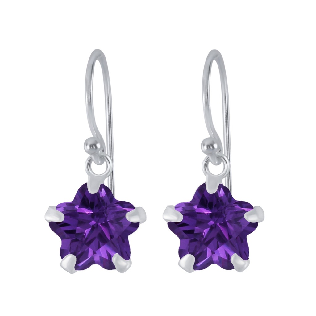 Boucles d'oreilles en argent zircon fleur 8 mm