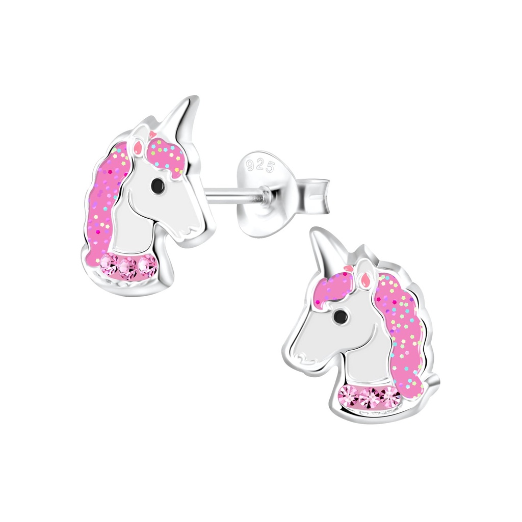 Silver Unicorn Stud Earrings
