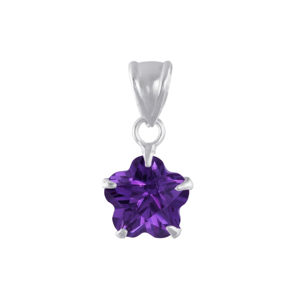 [10001513] Pendentif en argent zircon fleur 8 mm (Amethyst)