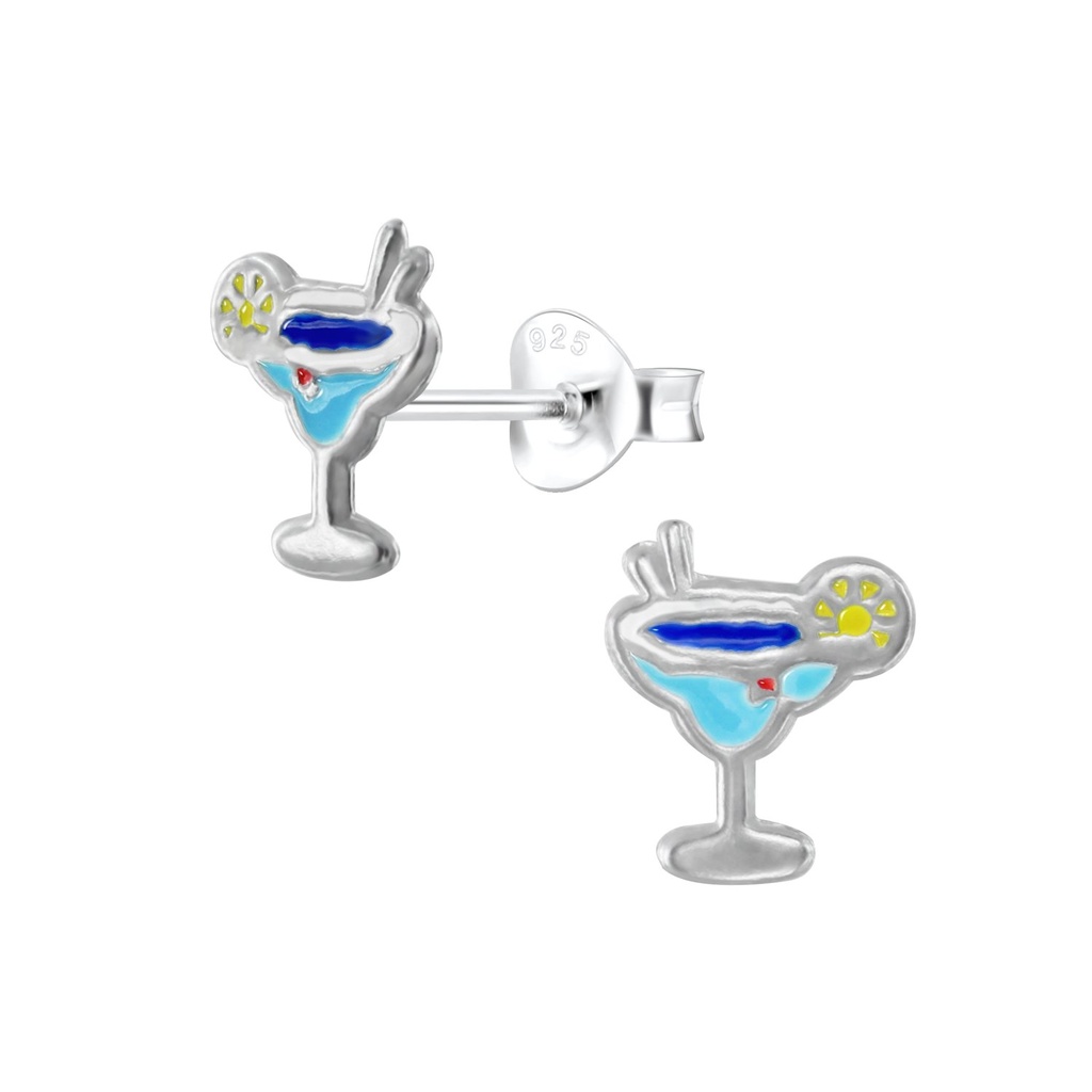 [10001499] Silver Glass Stud Earrings