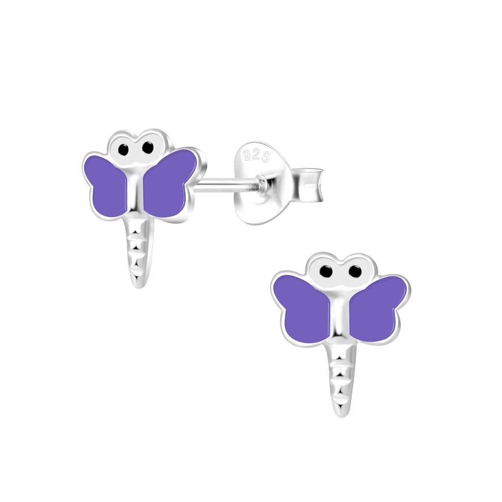 Puces d'oreilles libellule en argent