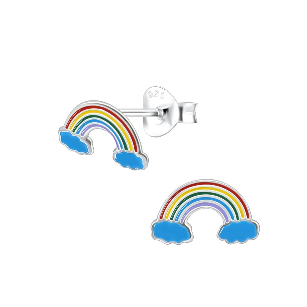 Puces d'oreilles arc-en-ciel en argent