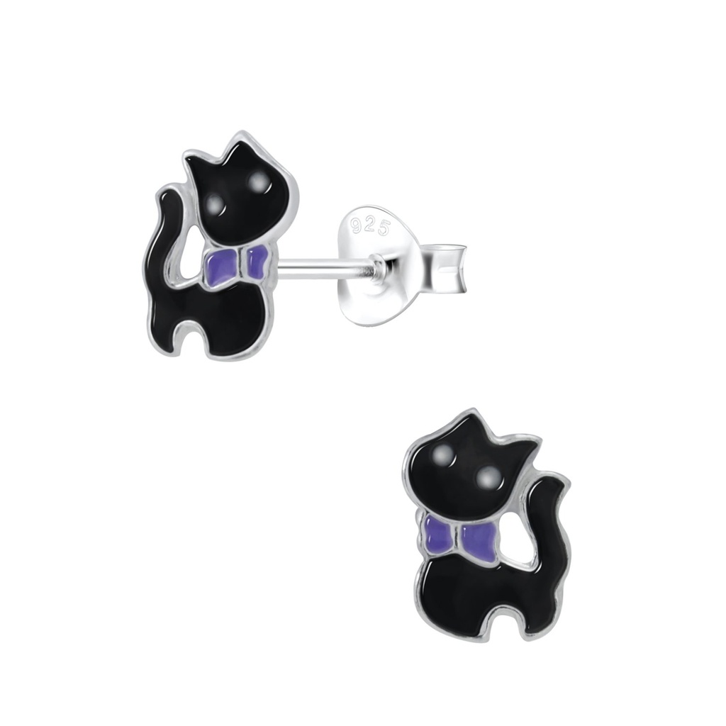 Puces d'oreilles chat en argent