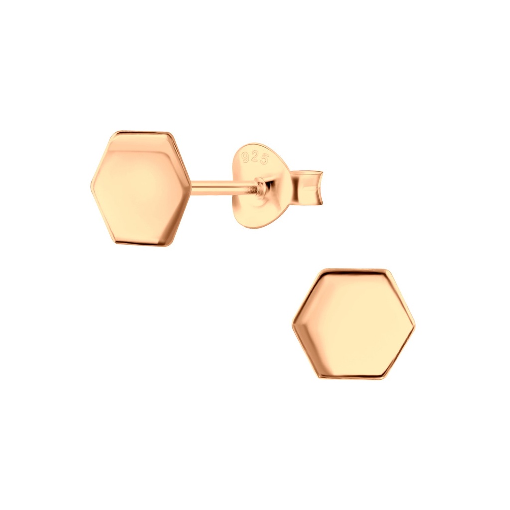 Puces d'oreilles hexagone en argent