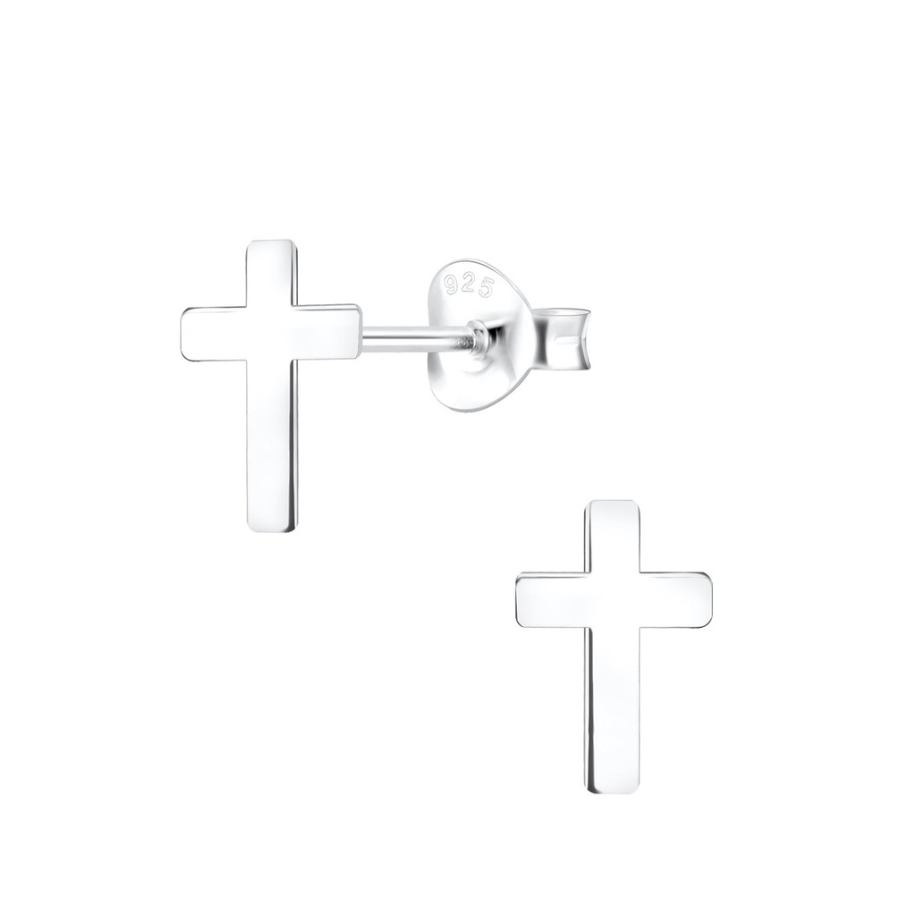 Silver Cross Stud Earrings