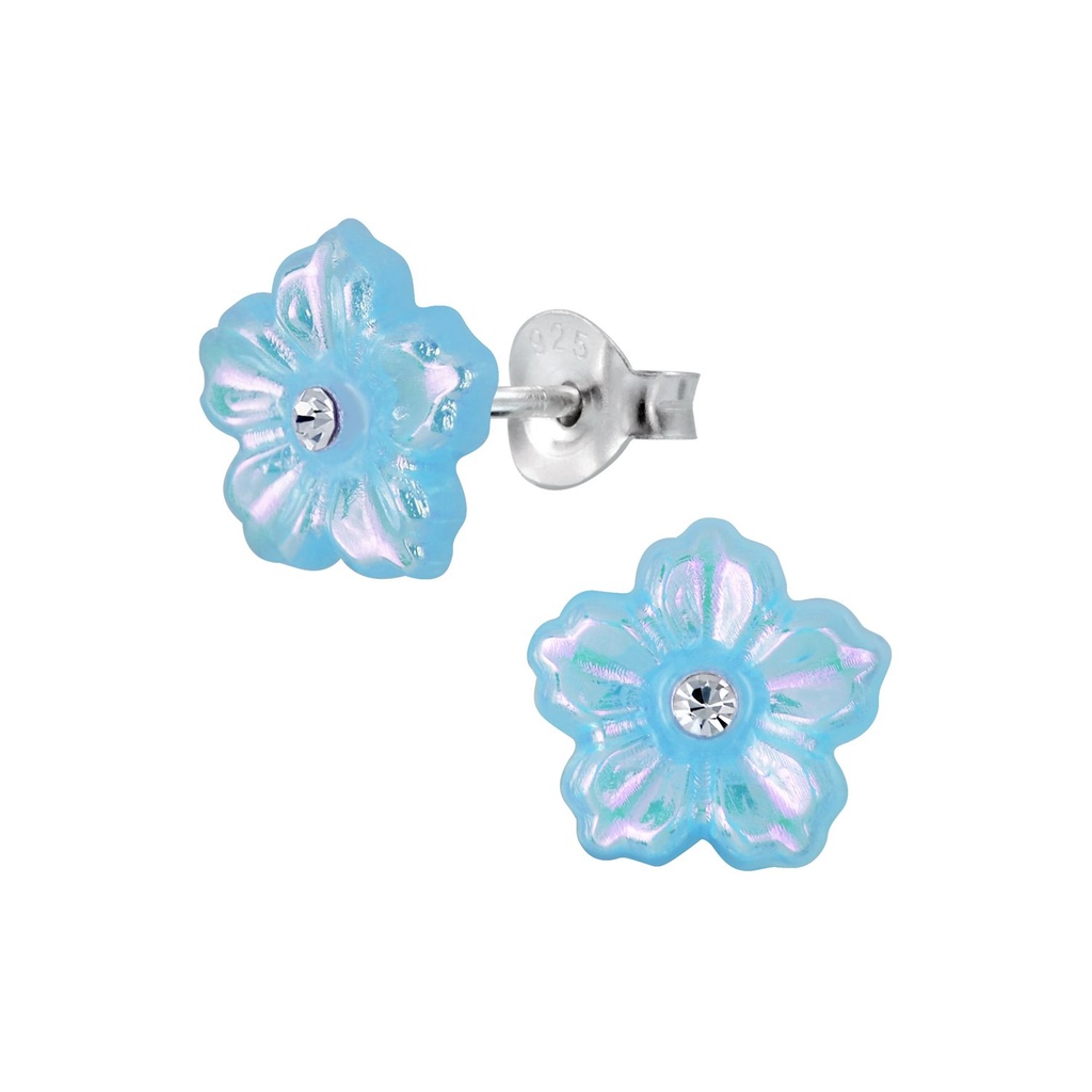 Puces d'oreilles fleur en argent