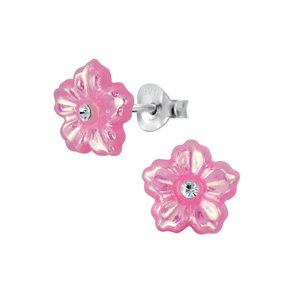 Puces d'oreilles fleur en argent