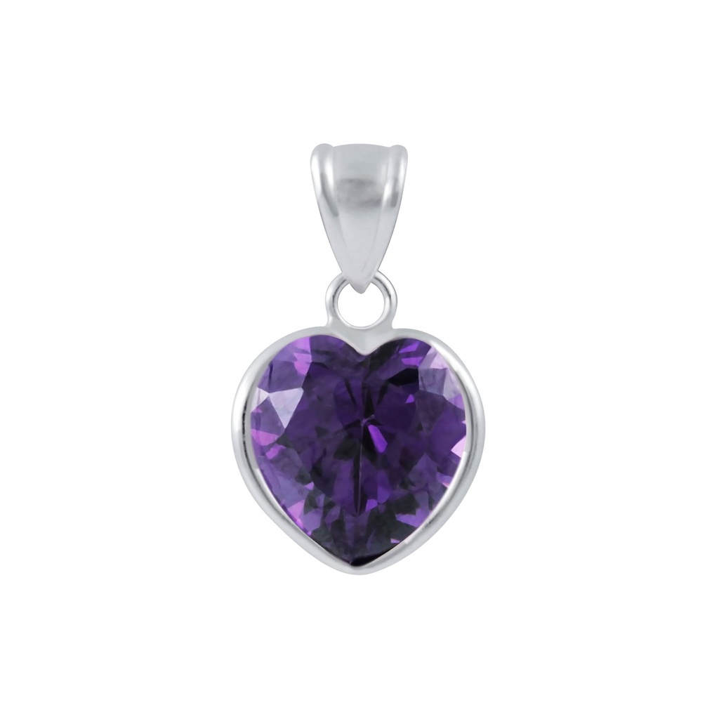 Pendentif en argent zircon cœur 10 mm