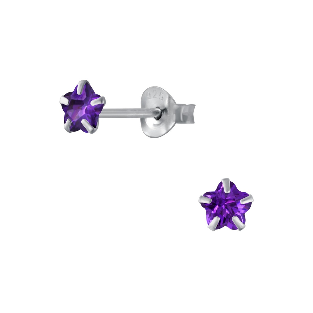 4mm Flower Cubic Zirconia Silver Stud Earrings
