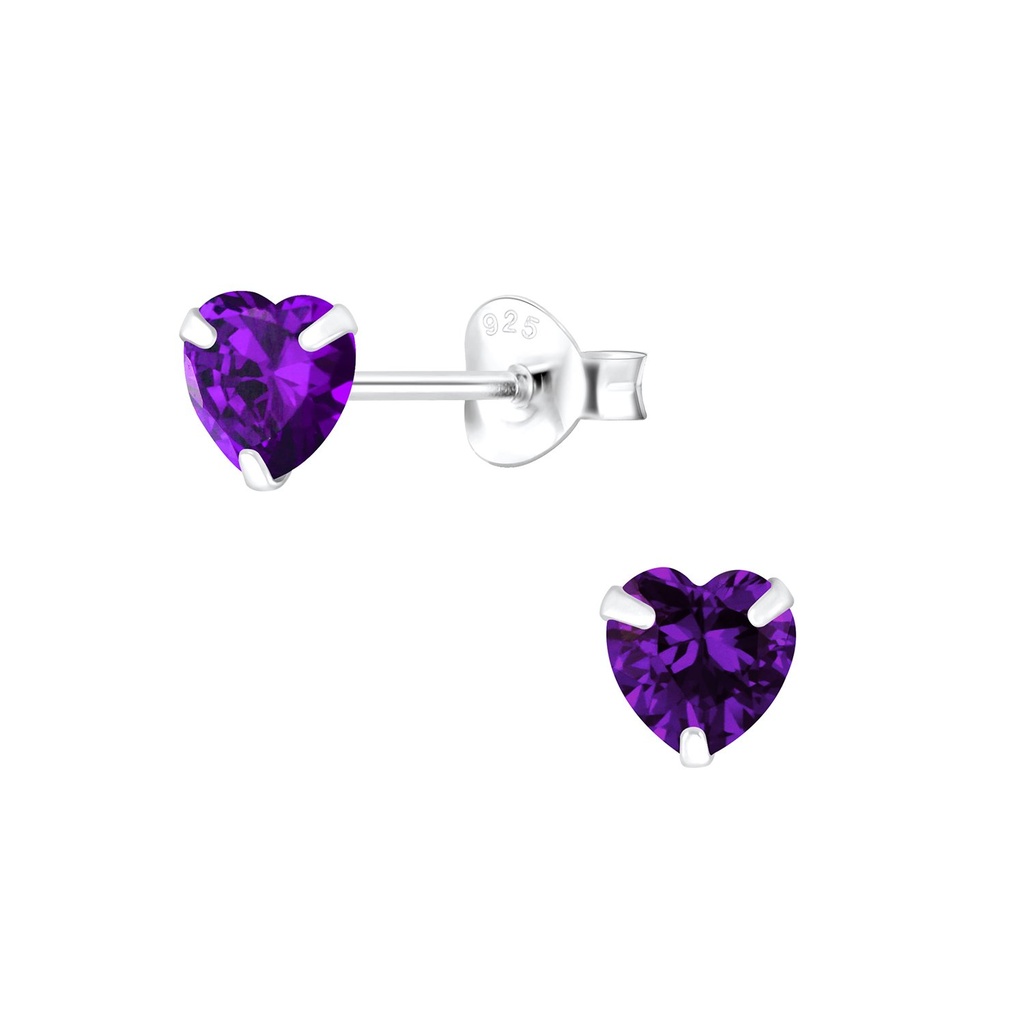 5mm Heart Cubic Zirconia Silver Stud Earrings