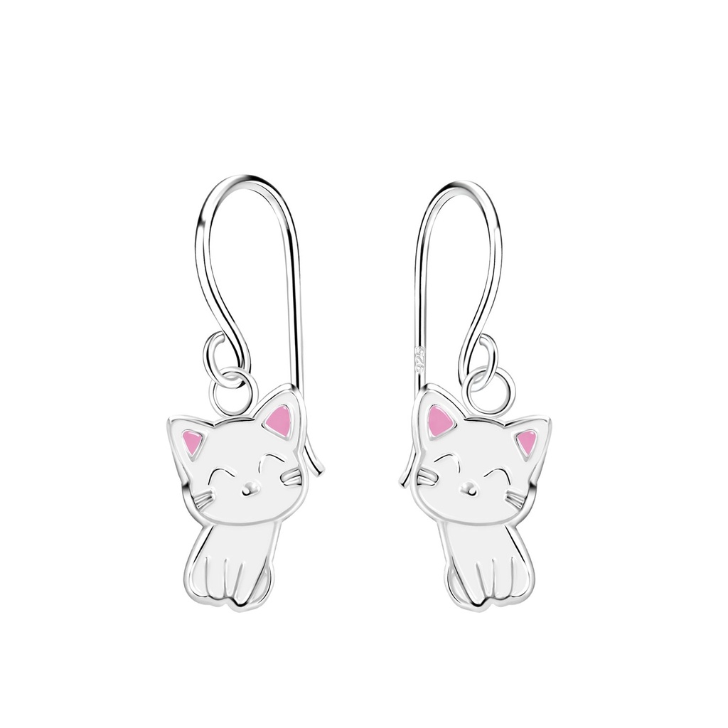 Boucles d'oreilles chat en argent