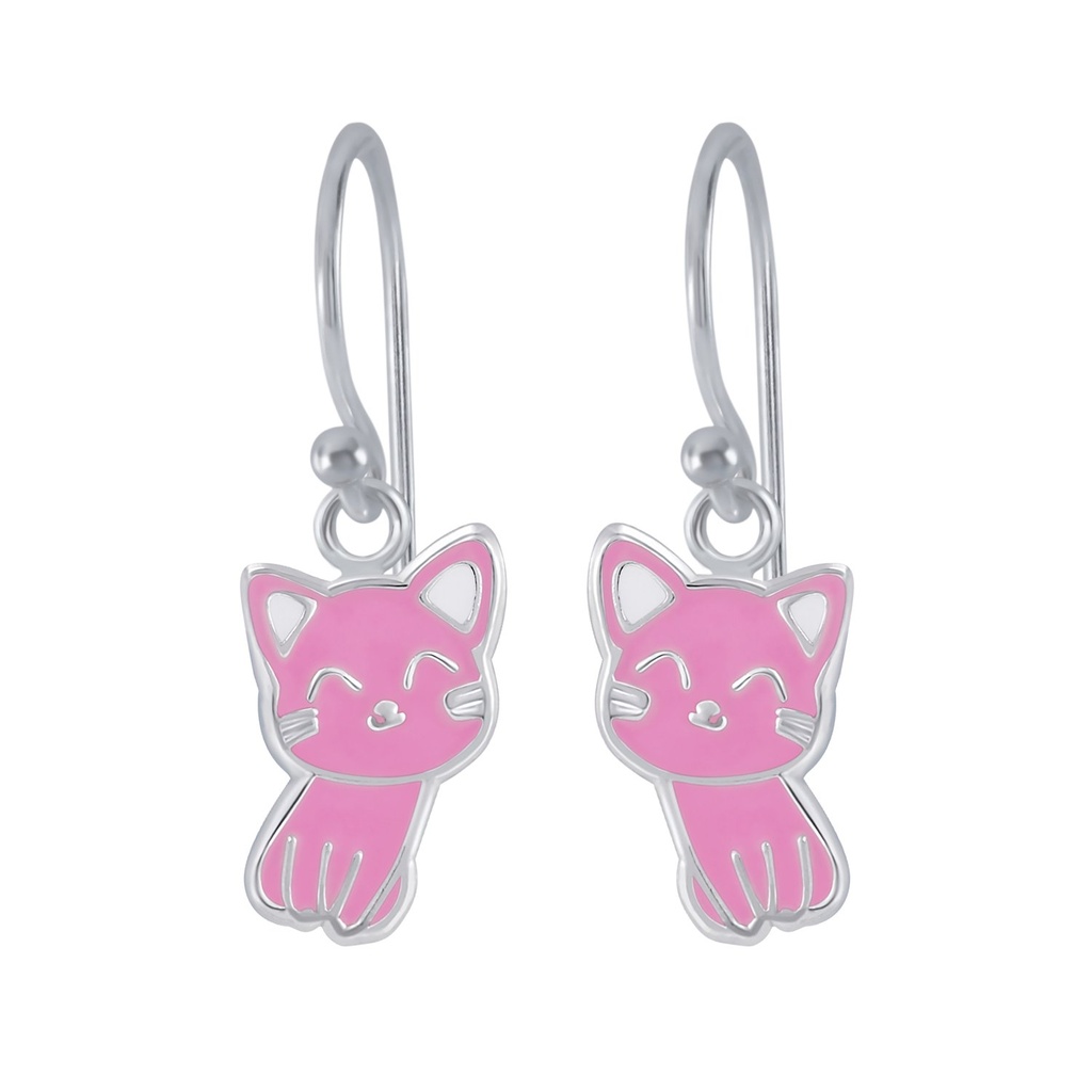 Boucles d'oreilles chat en argent