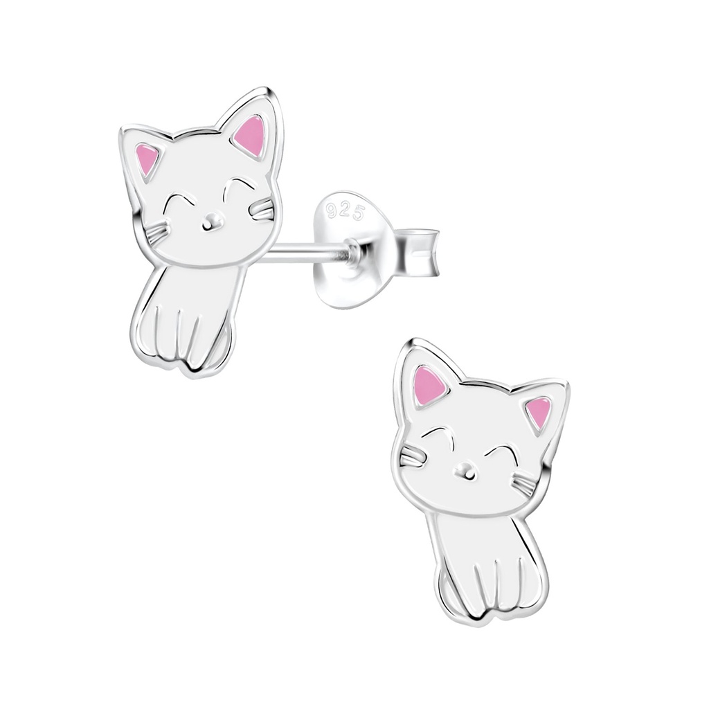 Puces d'oreilles chat en argent