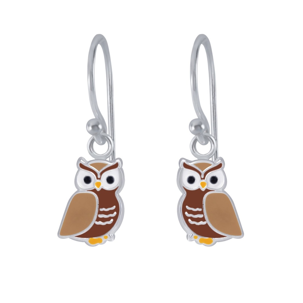 Boucles d'oreilles hibou en argent
