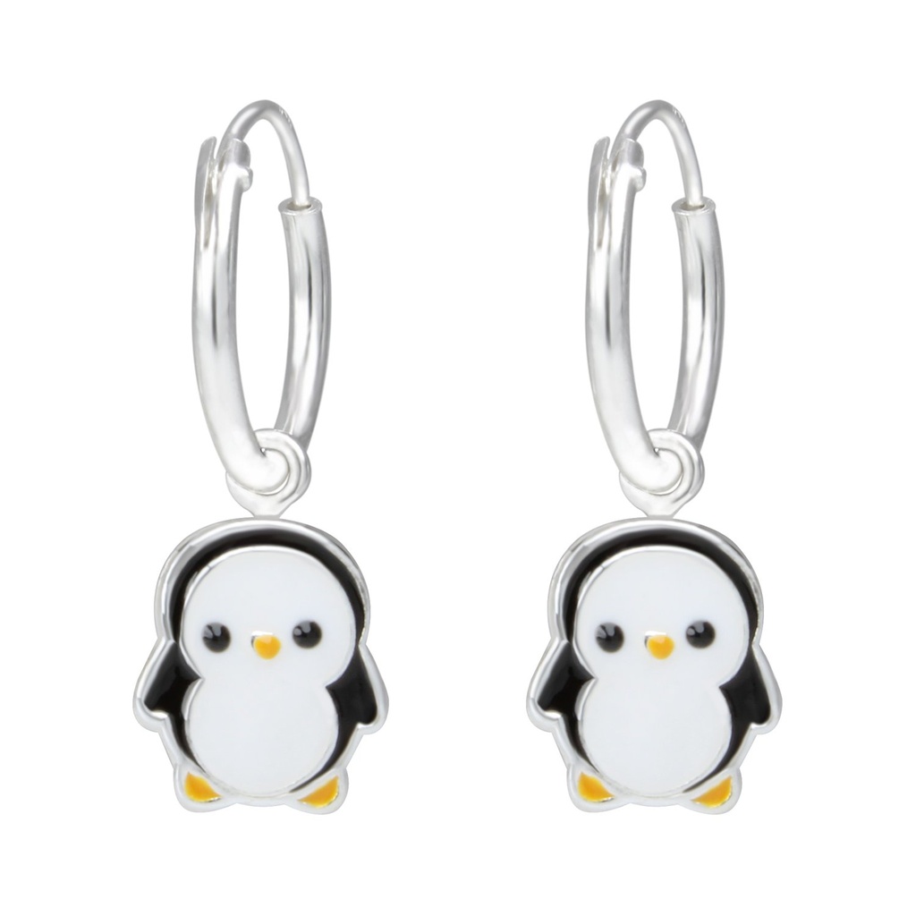 Créoles breloque pingouin en argent