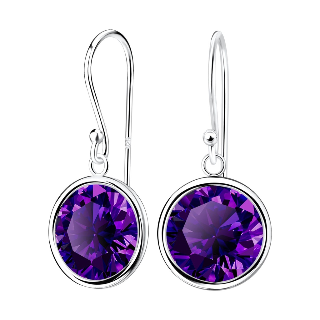 12mm Round Cubic Zirconia Silver Earrings
