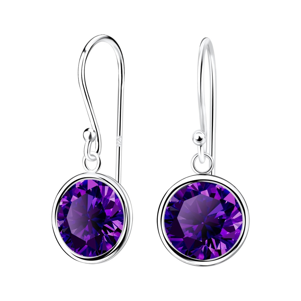 Boucles d'oreilles en argent zircon rond 10 mm