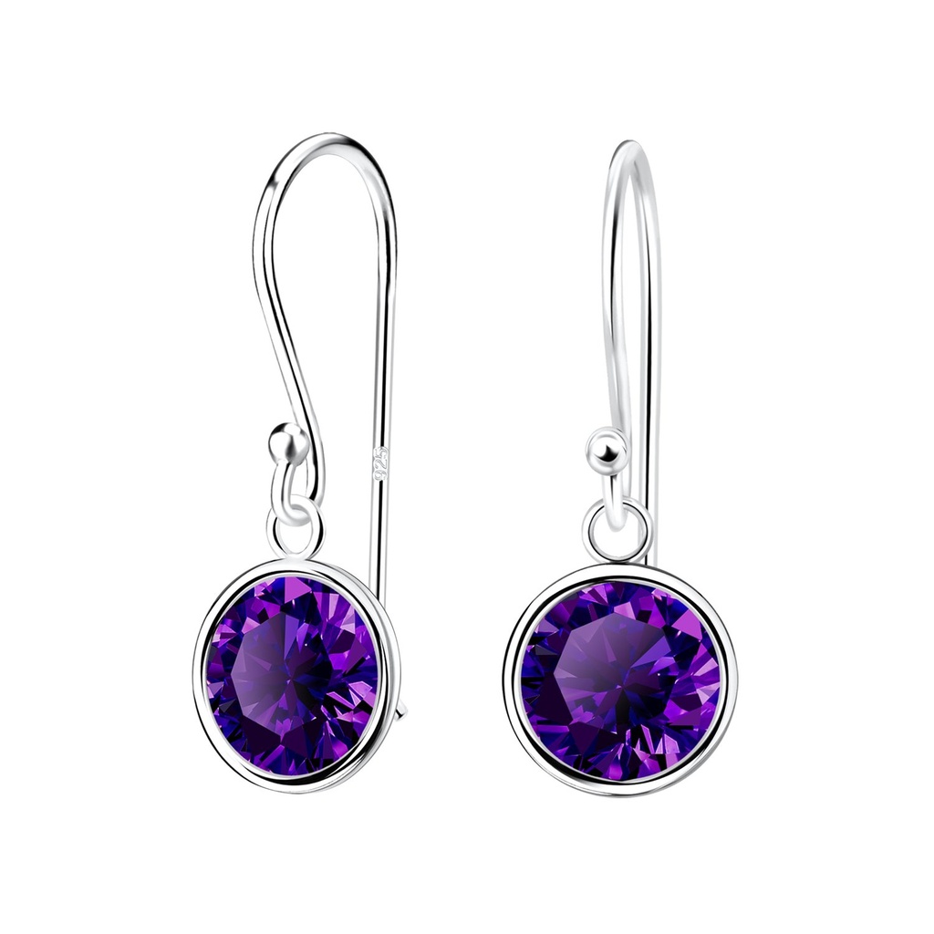 Boucles d'oreilles en argent zircon rond 8 mm