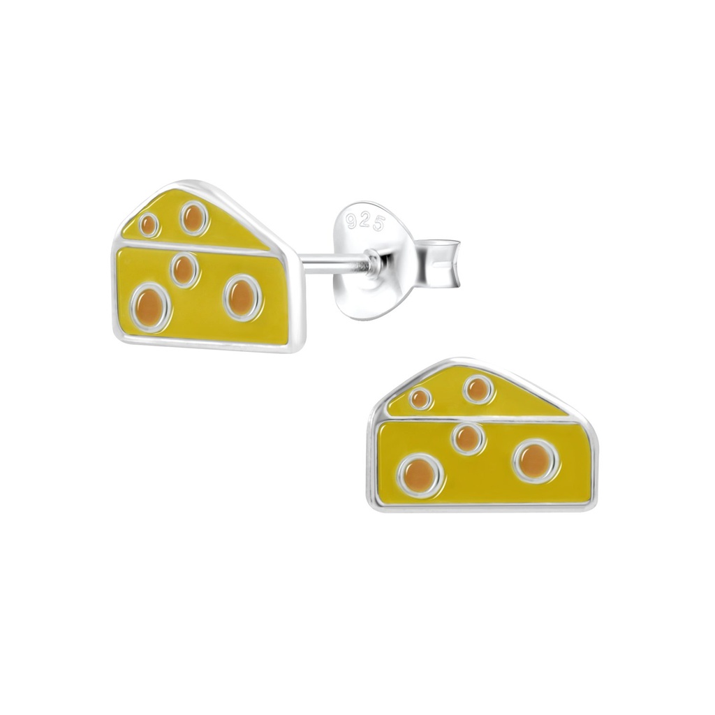 Silver Cheese Stud Earrings