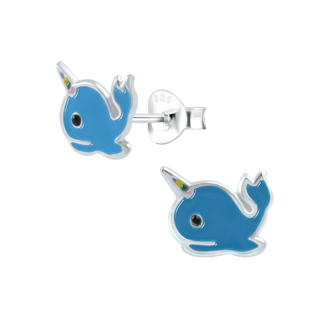 Puces d'oreilles maïs baleine en argent