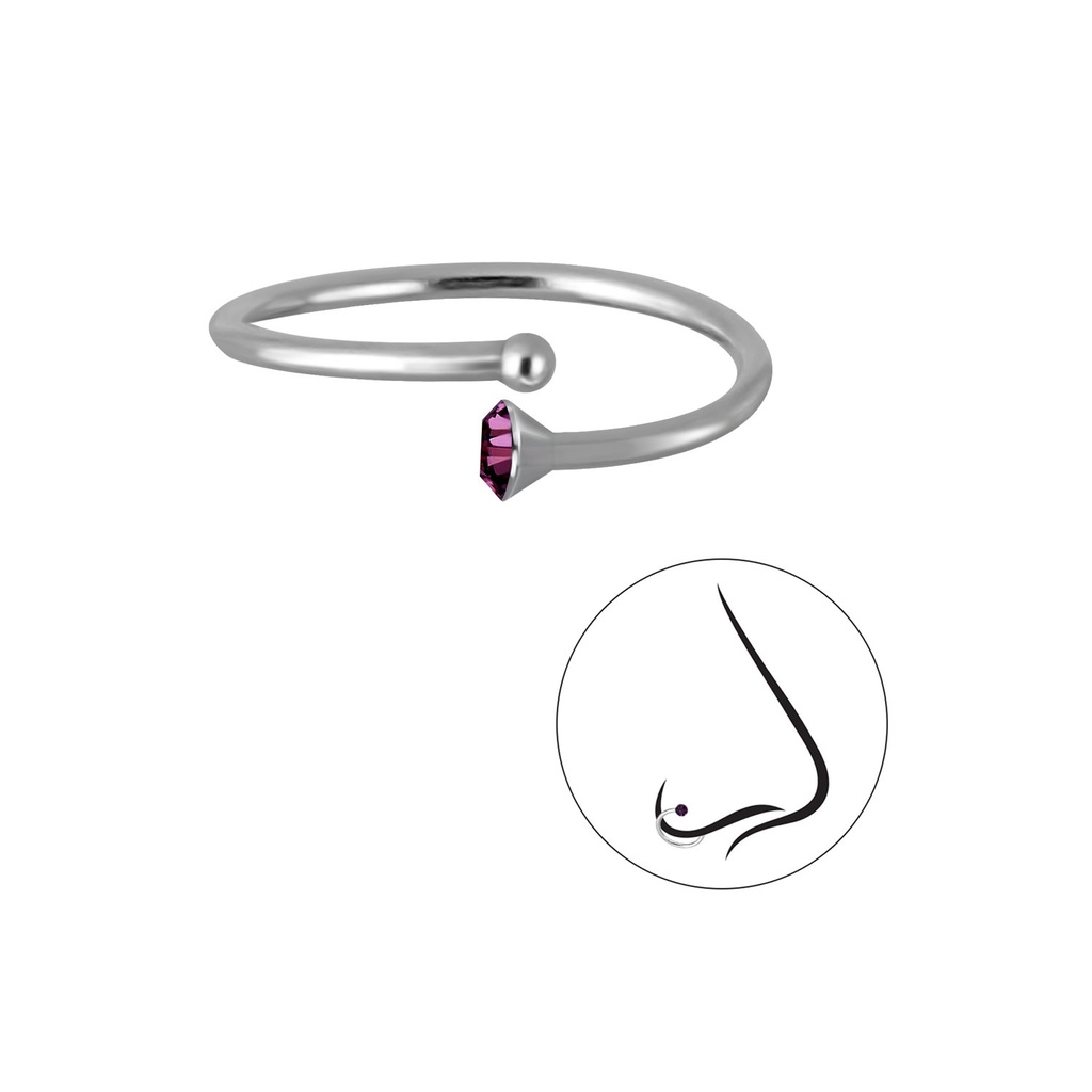 10mm Crystal Silver Nose Ring