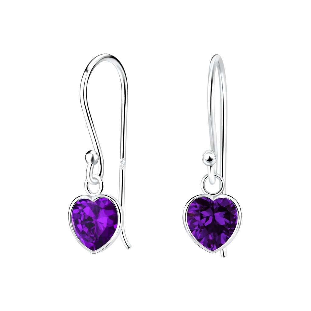 6mm Heart Cubic Zirconia Silver Earrings