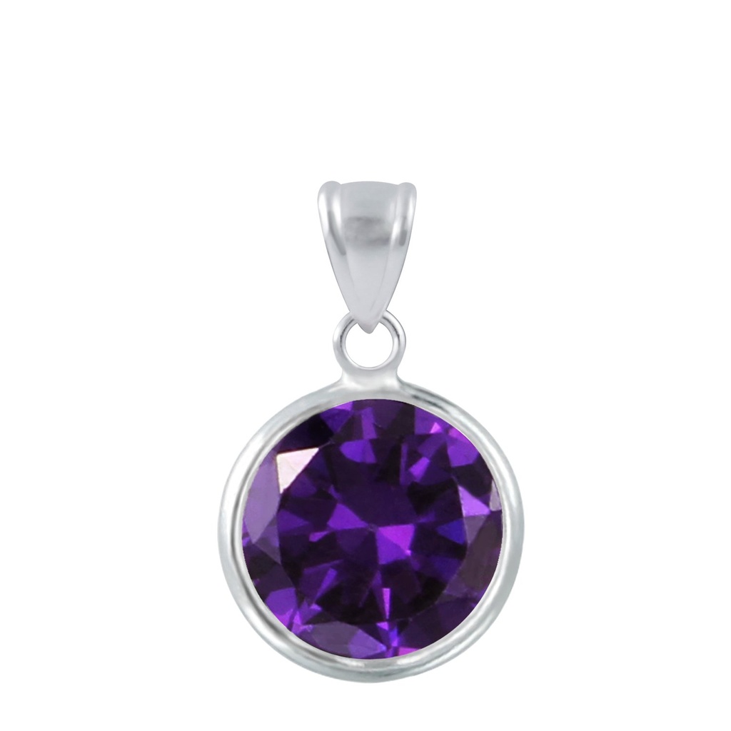 Pendentif en argent zircon rond 12 mm