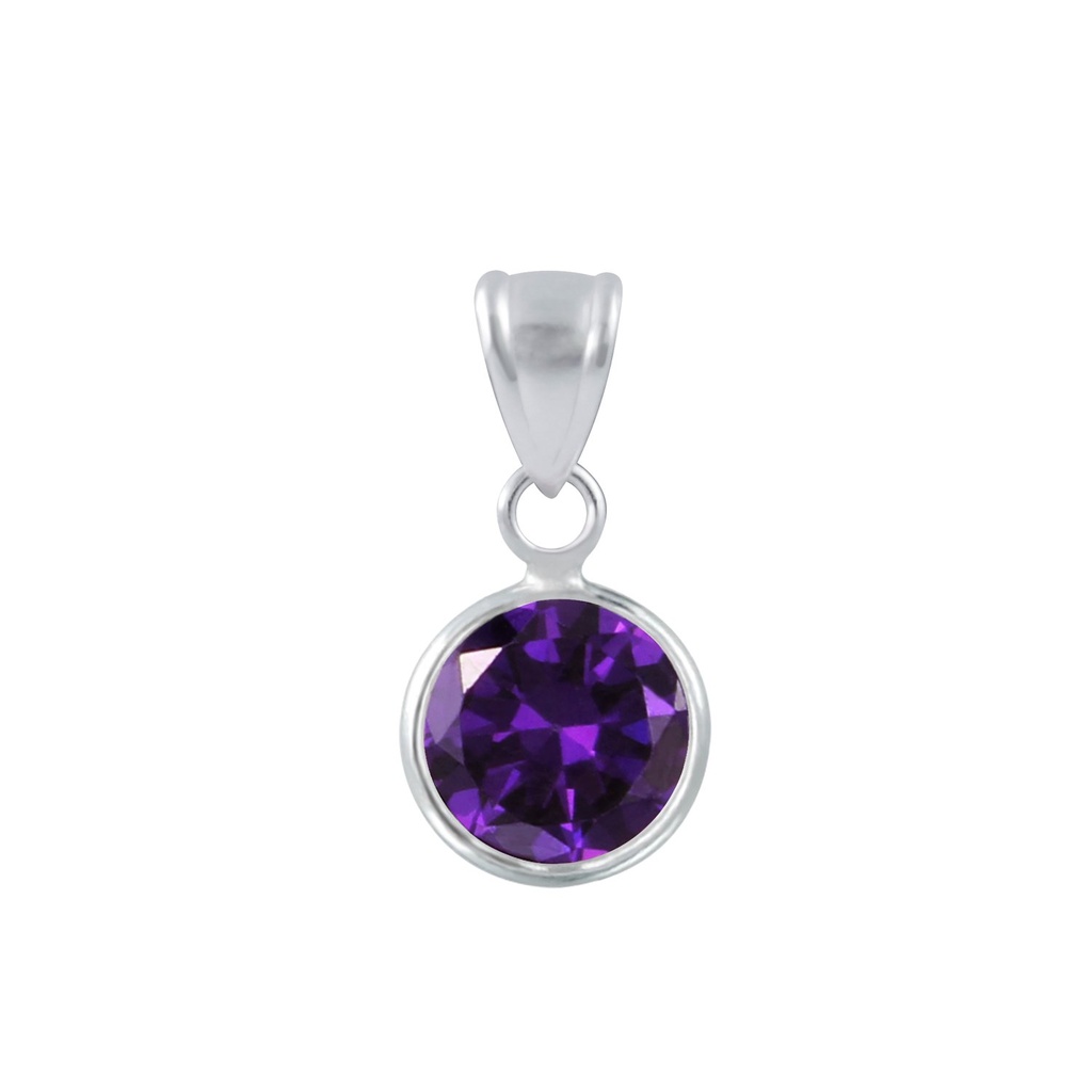 Pendentif en argent zircon rond 8 mm