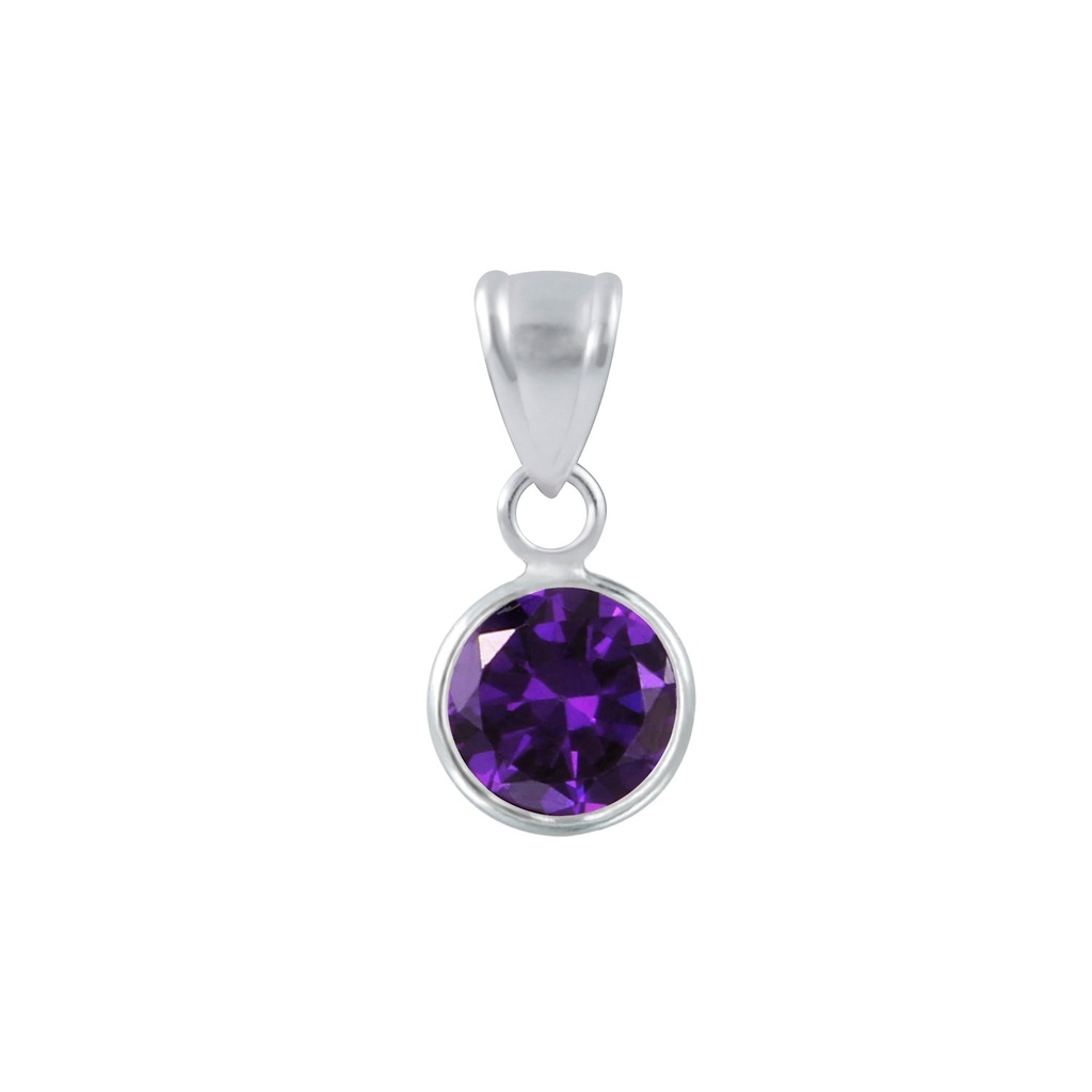 Pendentif en argent zircon rond 7 mm