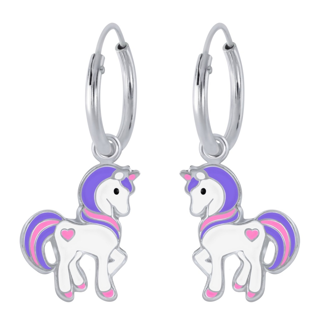 Créoles breloque licorne en argent