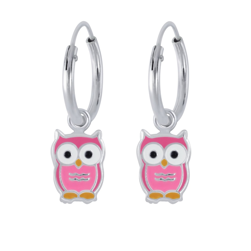 Créoles breloque hibou en argent