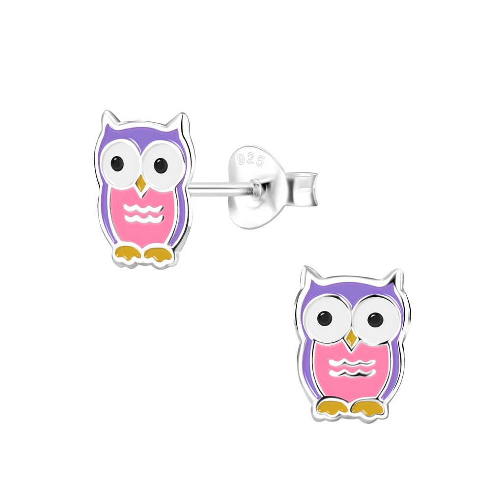 Puces d'oreilles hibou en argent